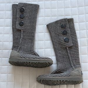 UGG Women’s Classic Cardy - Charcoal Knit Button Boots
